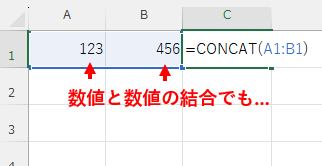 CONCAT関数の戻り値は必ず文字列になるという説明画像１