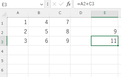 E2セルの数式をE3セルにコピーした画像