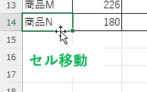 マウスドラッグでセルを移動する画像