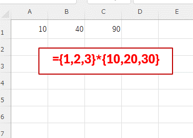 ={1,2,3}*{10,20,30}という数式を入力した結果