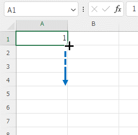 a1セルを下方向にオートフィル